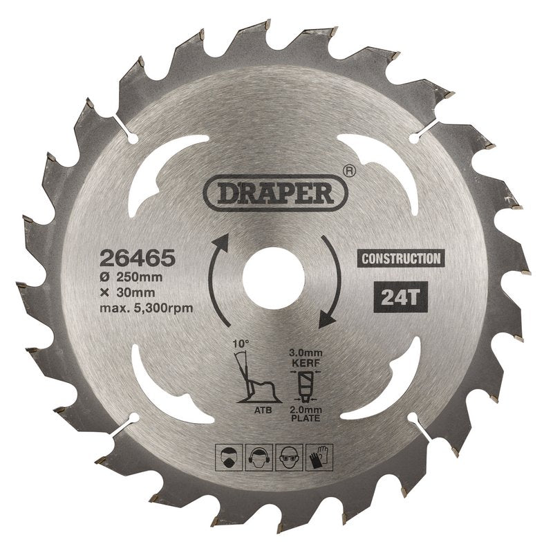 Draper TCT Construction Circular Saw Blade 250 x 30mm 24T 26465