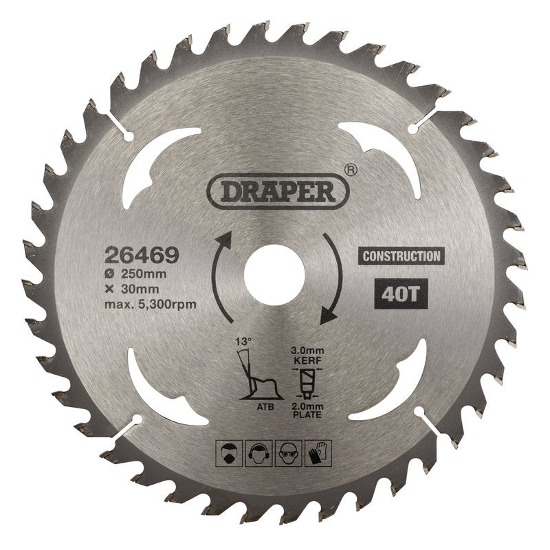 Draper TCT Construction Circular Saw Blade 250 x 30mm 40T 26469