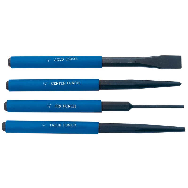 Draper Punch And Chisel Set 4 Piece Plastic Grips Blacked Finish 26559