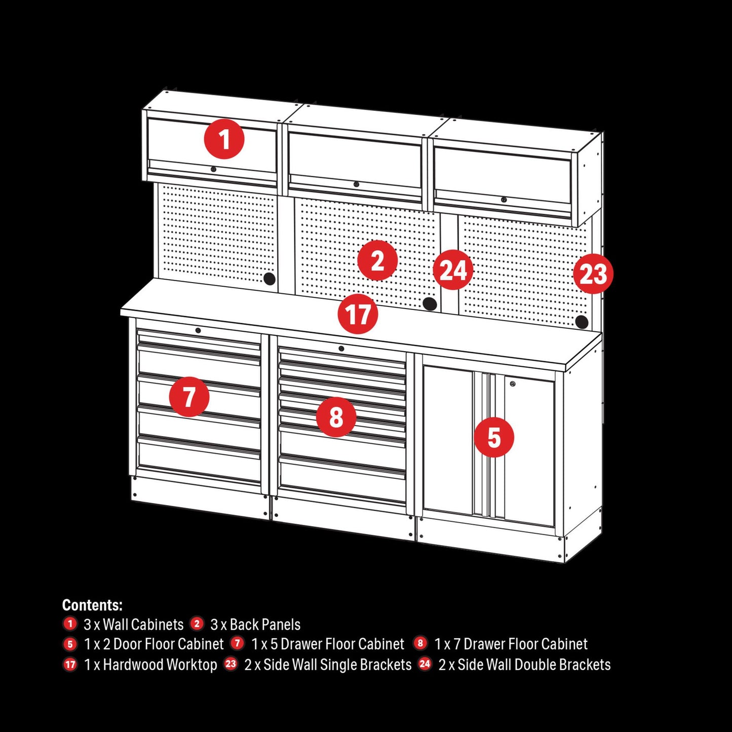 BUNKER® 14 Piece Modular Storage Combo with Hardwood Worktop, 2040mm