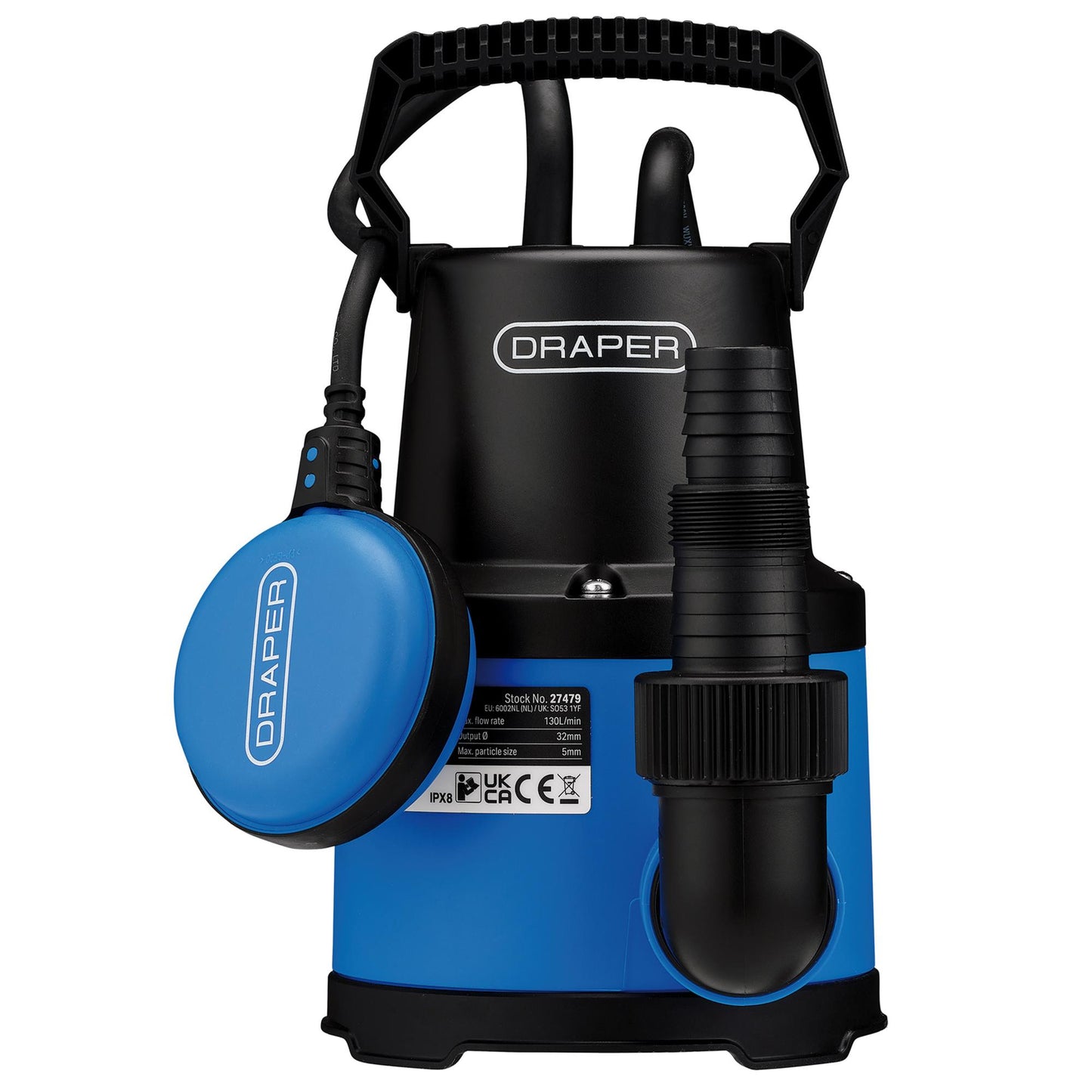 230V Submersible Clean Water Pump with Float Switch, 130L/min, 250W