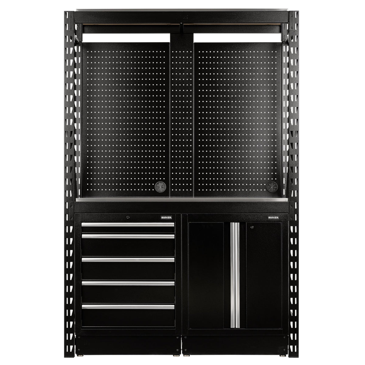 BUNKER 15 Piece Modular Storage Combo 2 Tier Racking Floor Cabinets 1500mm 27972