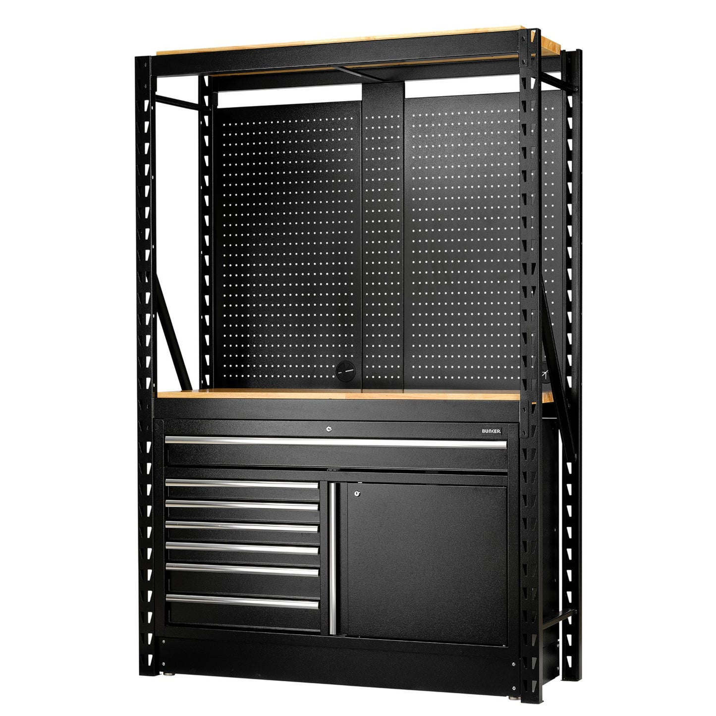 BUNKER 14 Piece Modular Storage Combo 2 Tier Racking Floor Cabinet 1500mm 28005