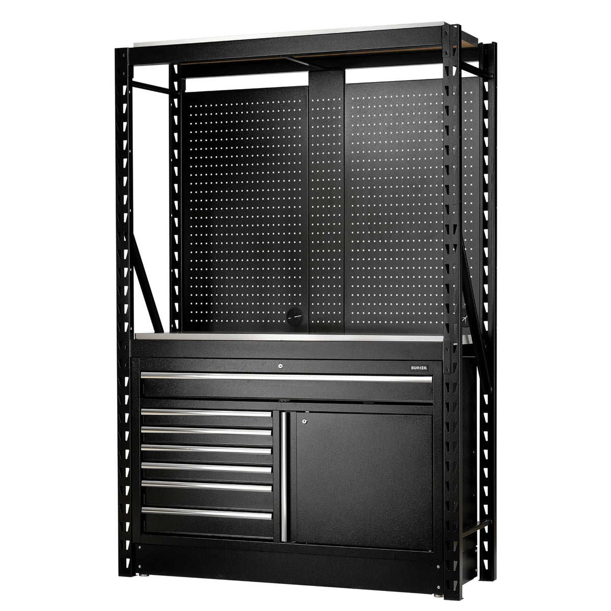 BUNKER 14 Piece Modular Storage Combo 2 Tier Racking Floor Cabinet 1500mm 28075