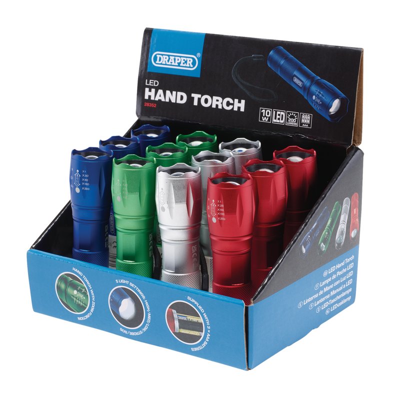 LED Hand Torch, 200 Lumens, 3 x AAA Batteries