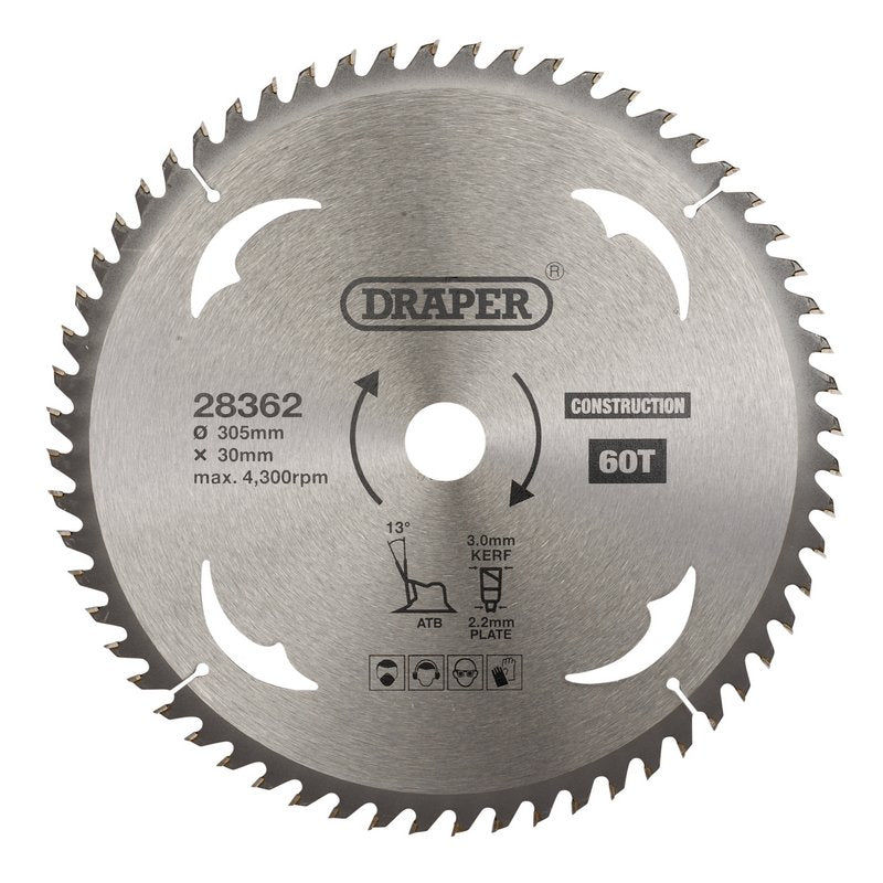 Draper TCT Construction Circular Saw Blade 305 x 30mm 60T 28362