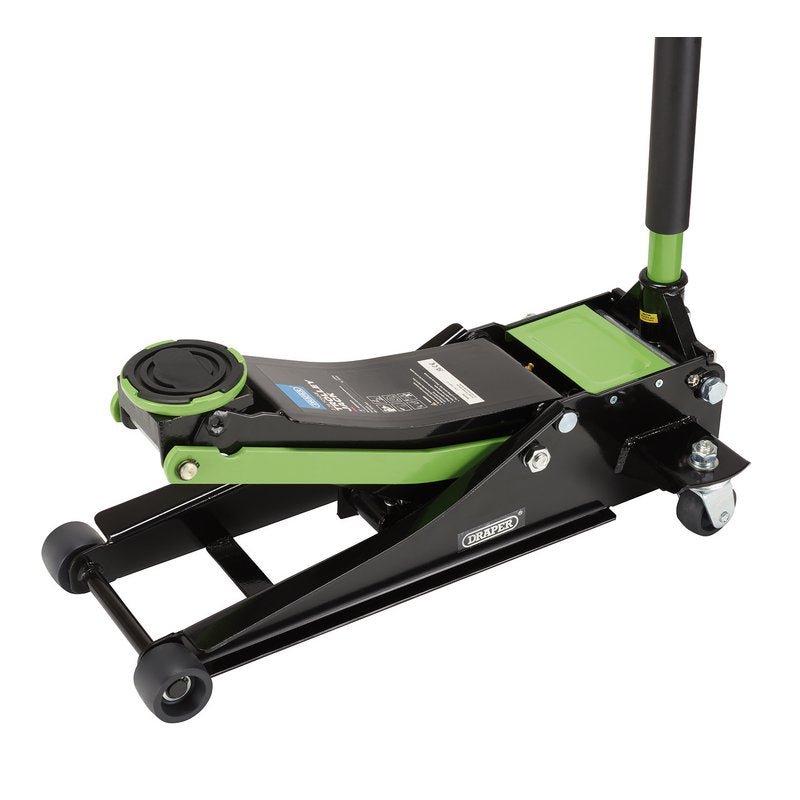 Draper 2.25 Tonne Green Trolley Jack Min height 75mm Max height 505mm 28466