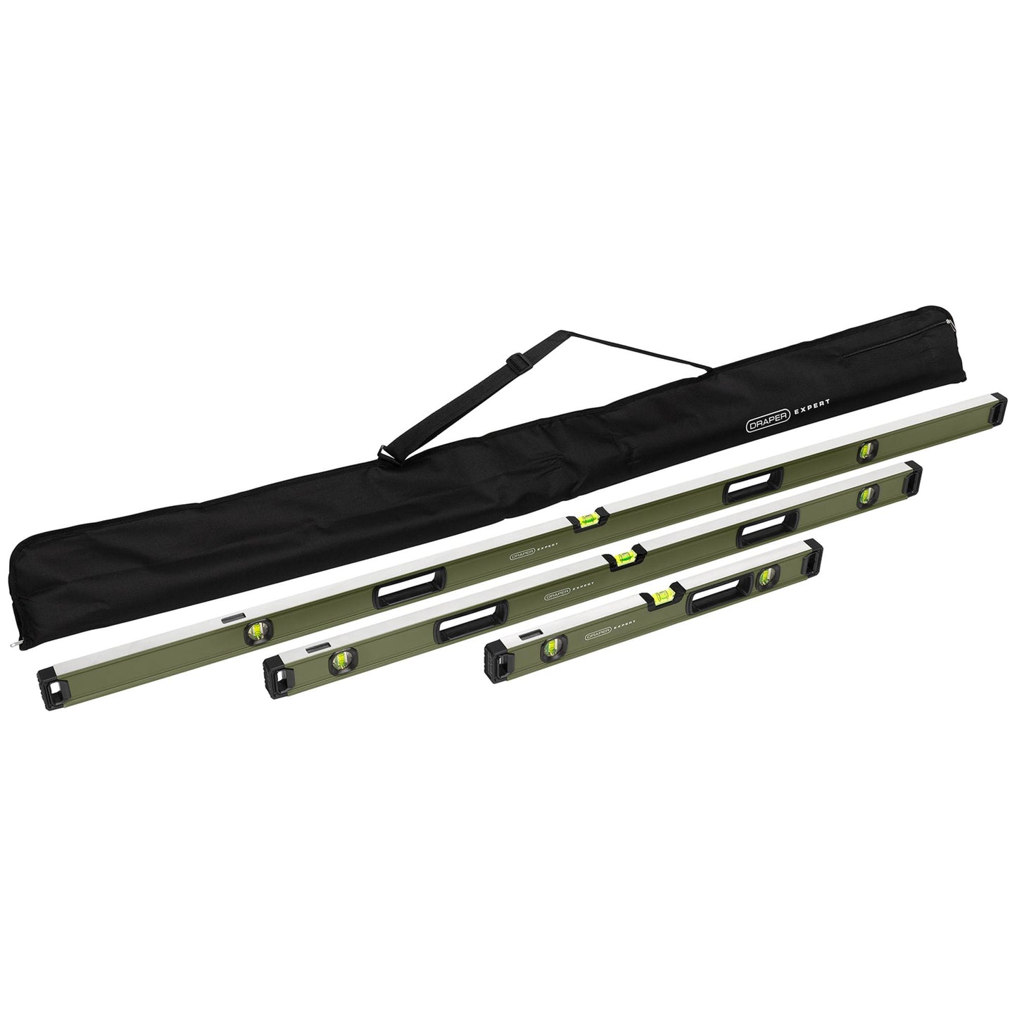 Draper Expert Aluminium Box Spirit Level Set & Bag 3Pc 600 1,200 1,800mm 29006