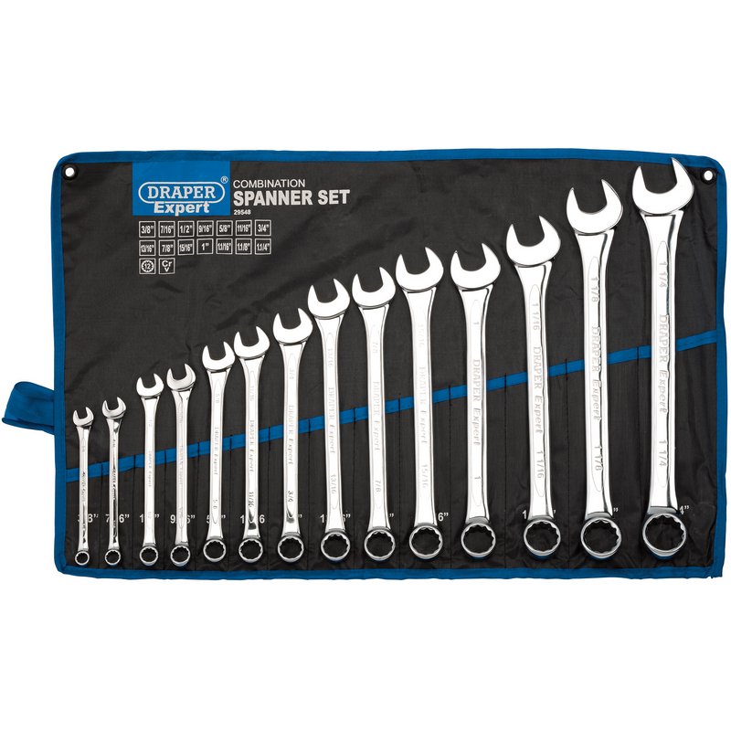 Draper Expert Imperial Combination Spanner Set 14 Piece 3/8 - 1.1/4" AF 29548