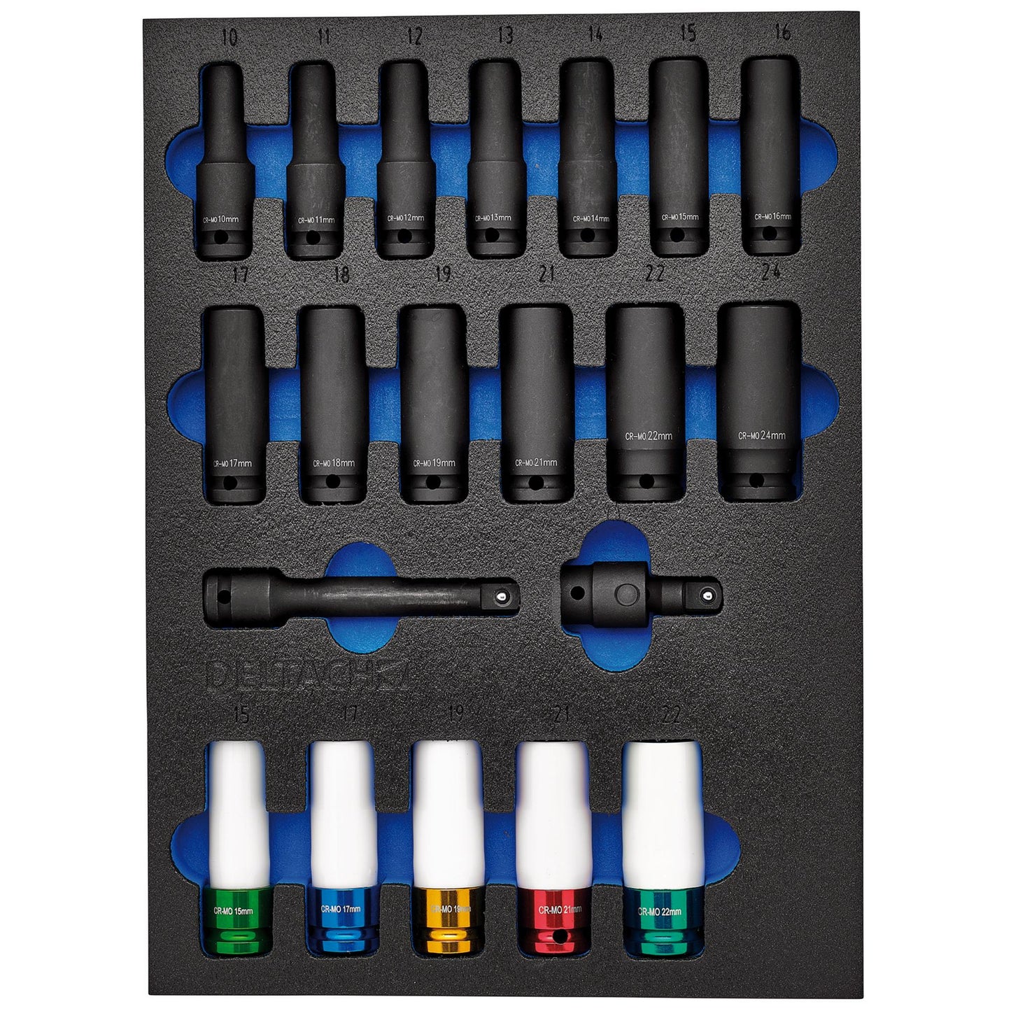 BUNKER 1/2"D Metric Deep Impact Socket Set in EVA Foam Inlay 20 Piece 29717