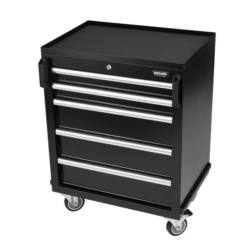 BUNKER Black Modular Mobile Steel Tool Cabinet 5 Drawer 646mm 29792