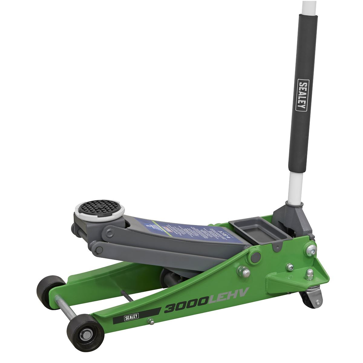 Sealey Trolley Jack 3 Tonne Low Profile Rocket Lift Hi-Vis Green 3000LEHV