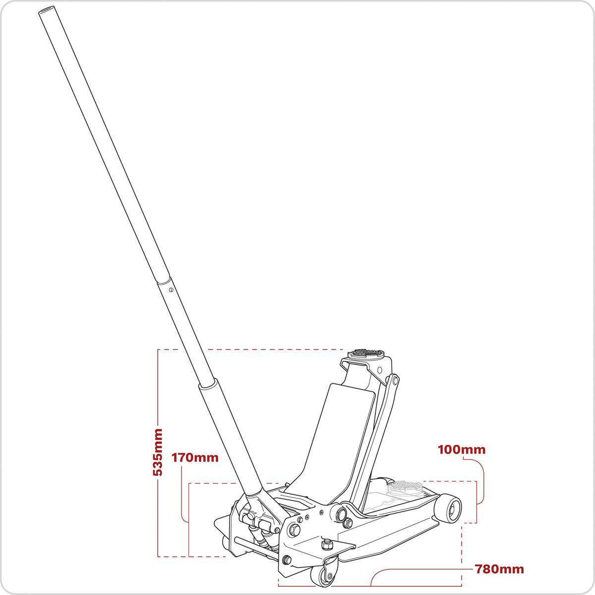 Sealey Trolley Jack 3 Tonne Low Profile Rocket Lift 3000SER