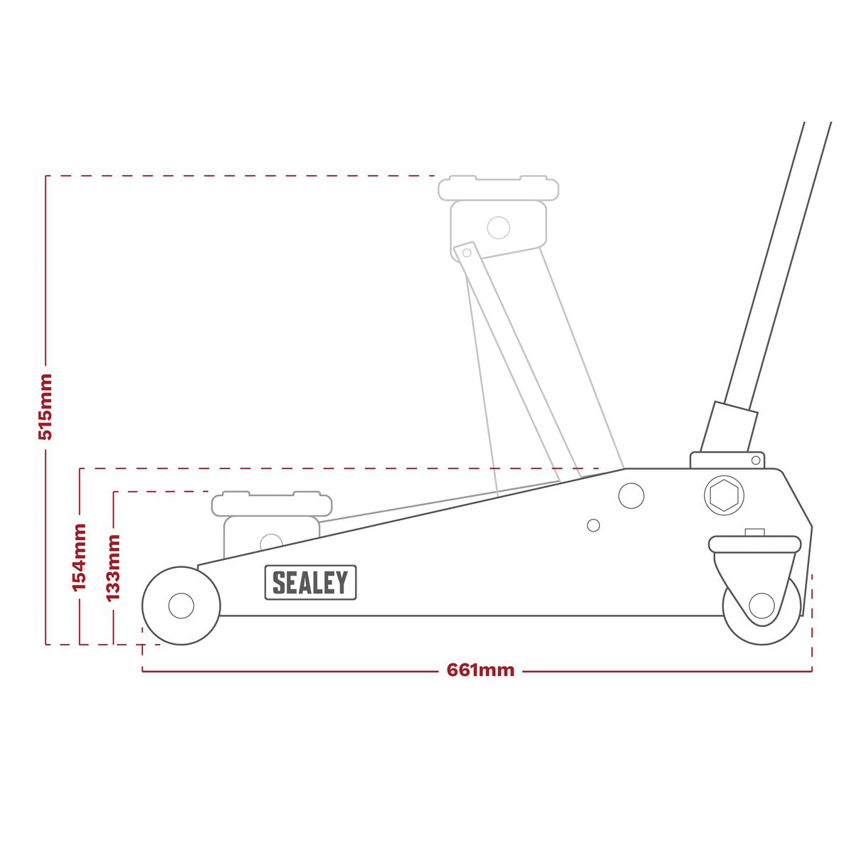 Sealey Trolley Jack 3 Tonne Standard Chassis with Axle Stands (Pair) 3 Tonne Capacity per Stand 3010CX