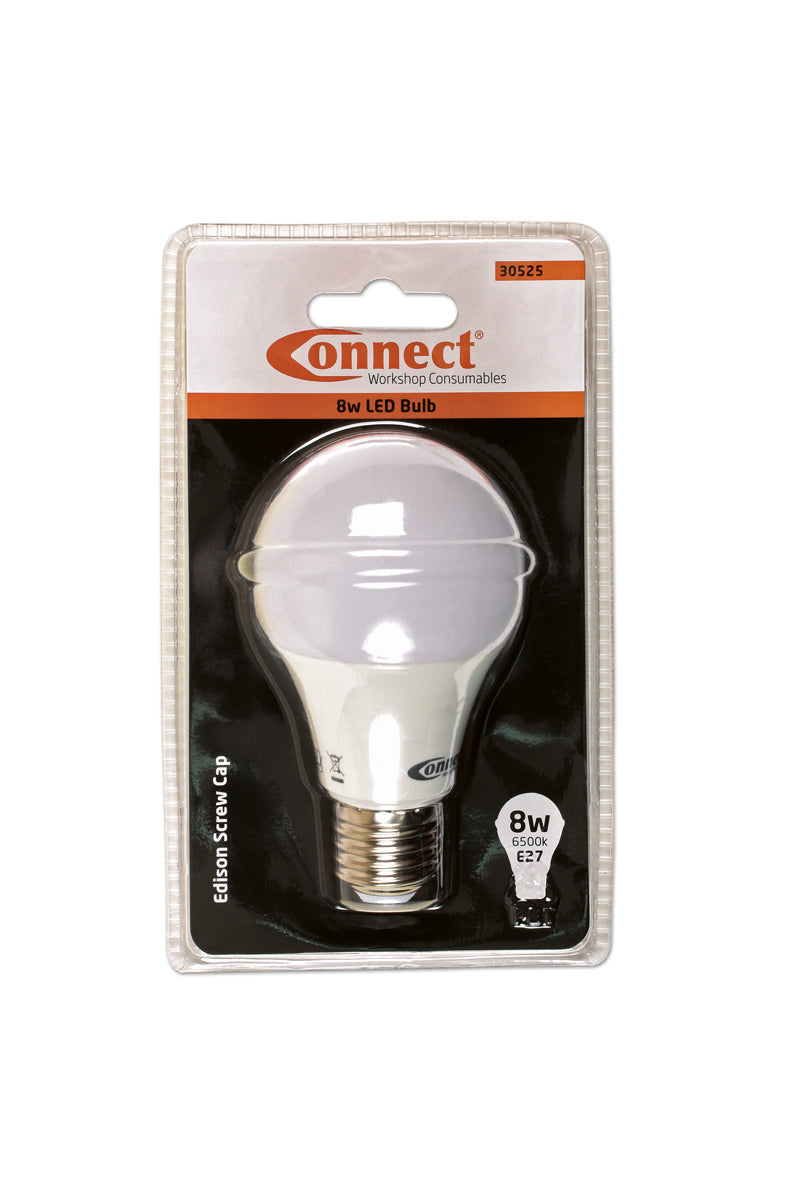Connect Edison Screw Cap 8W LED Bulb 6500K E27 ES Fitting Cold White 1pc 30525