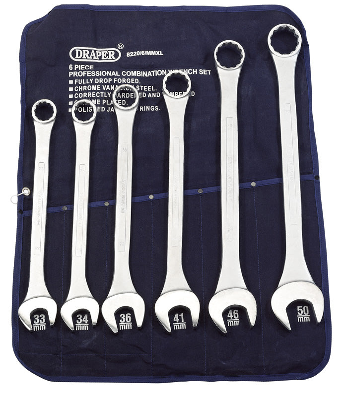 Draper Metric Combination Spanner Set 6 Piece Heavy Duty Long Pattern 31167