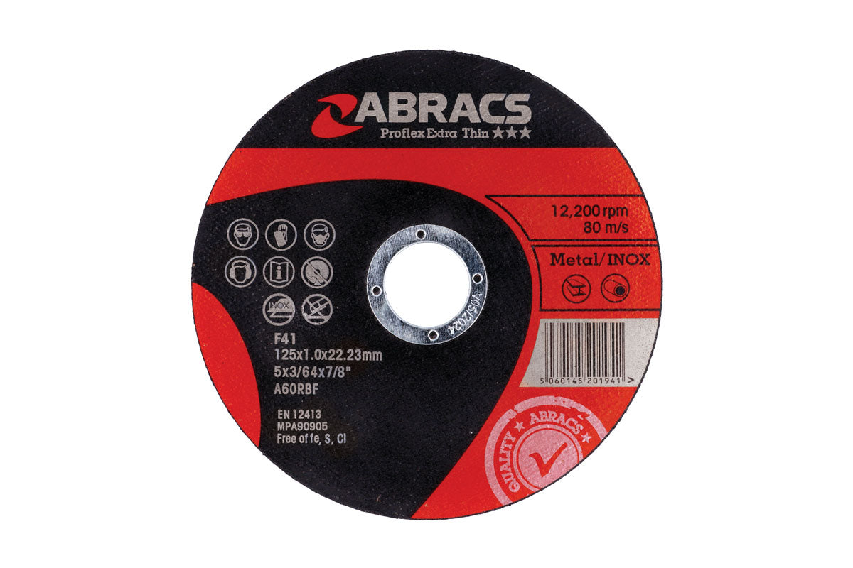 Connect Abracs Extra Thin Flat Cutting Discs 125mm x 1.0mm 10pc 32054