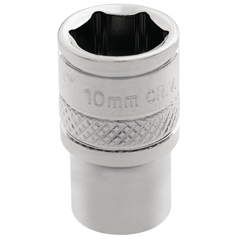 Draper 1/4"D HI-TORQ 6 Point Socket 10mm Knurled Ring Standard Length 32562