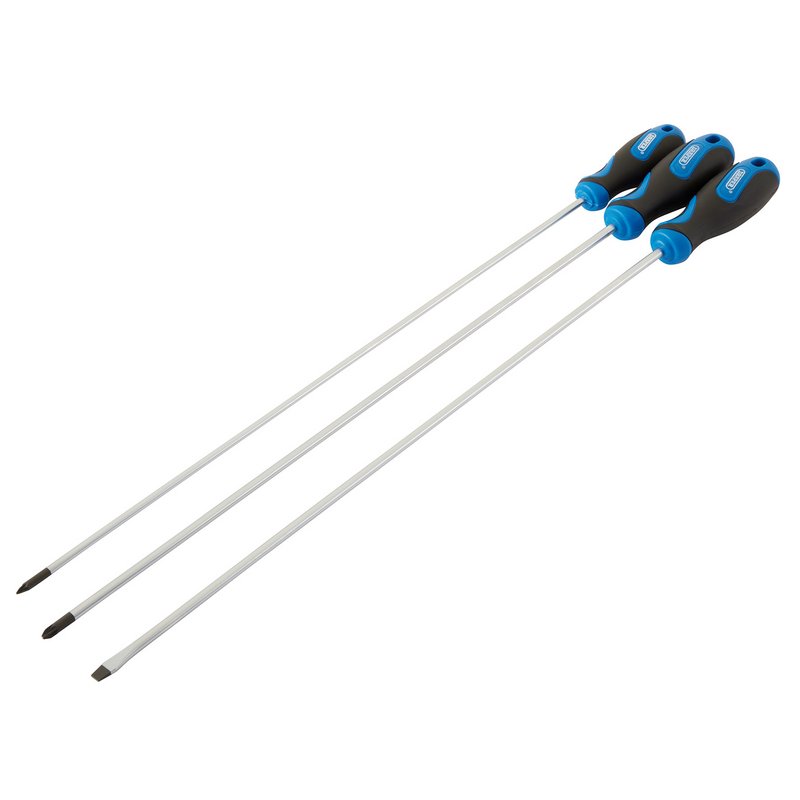 Draper Extra Long Reach Soft Grip Screwdriver Set 450mm 3 Piece 32603