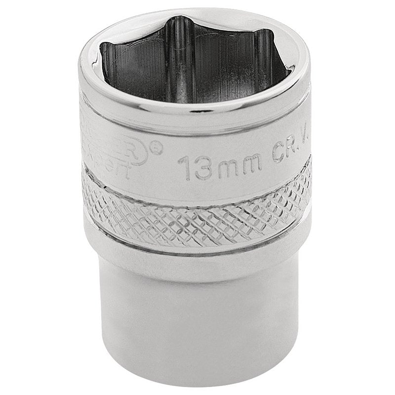Draper 1/4"D HI-TORQ 6 Point Socket 13mm Knurled Ring Standard Length 32633