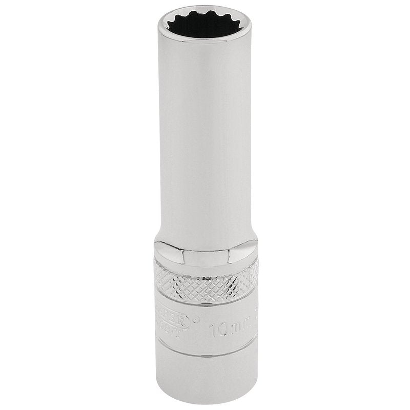 Draper 10mm HI-TORQ 12 Point Deep Socket 3/8" Sq. Dr knurled Ring Polished 32819