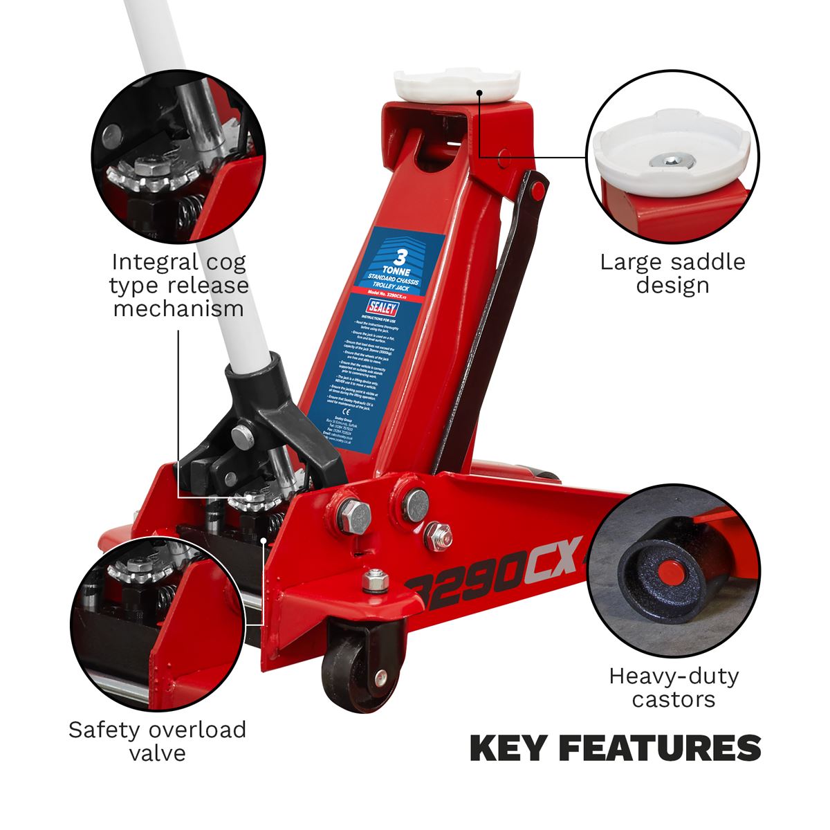 Sealey Trolley Jack 3 Tonne 3290CX