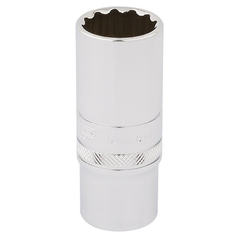 Draper 19mm HI-TORQ 12 Point Deep Socket 3/8" Sq. Dr knurled Ring Polished 33036