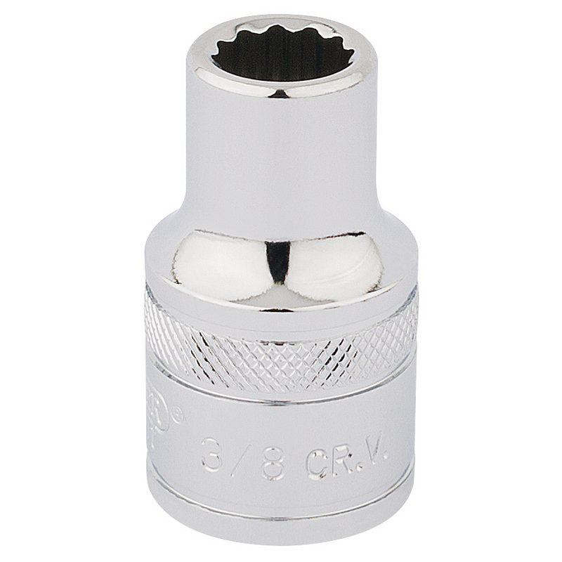 Draper HI-TORQ 1/2"D 3/8" AF 12 Point Chrome Socket Standard Length 33599