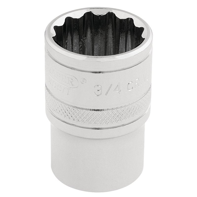 Draper HI-TORQ 1/2"D 3/4" AF 12 Point Chrome Socket Standard Length 33660