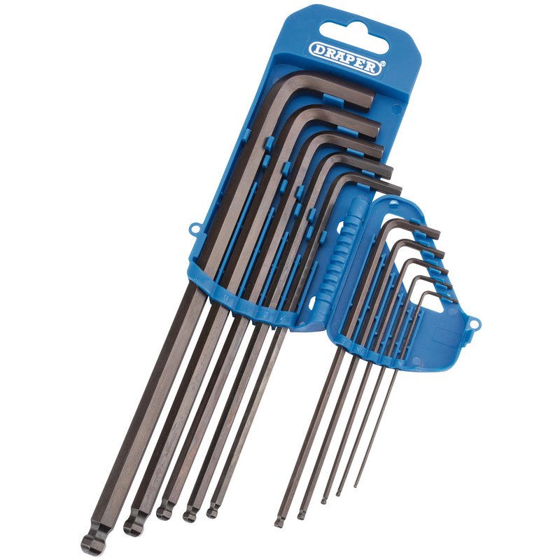 Draper Extra Long Imperial Hex and Ball End Hex Key Set 10 Piece 33723
