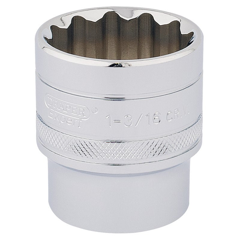 Draper HI-TORQ 1/2"D 1.3/16 12 Point Chrome Socket Standard Length 33728