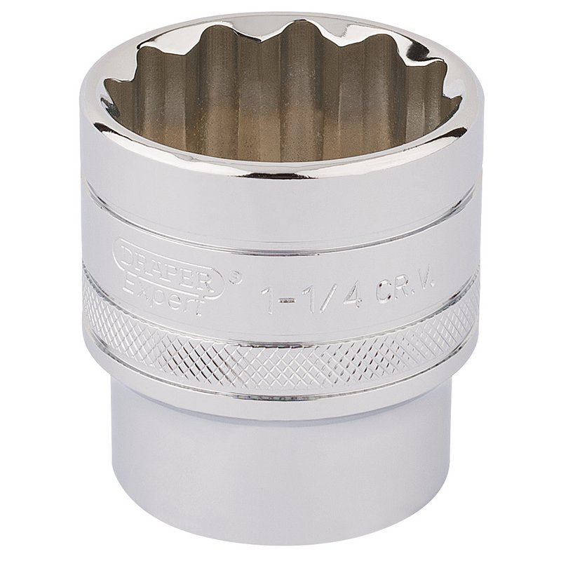 Draper HI-TORQ 1/2"D 1.1/4" 12 Point Chrome Socket Standard Length 33729