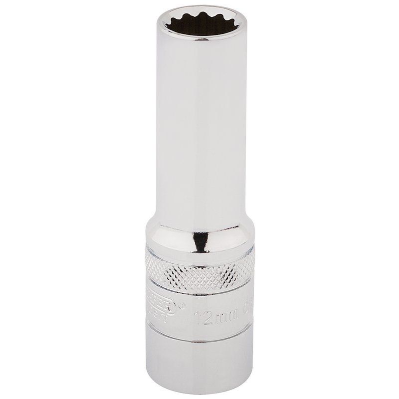 Draper 12mm HI-TORQ 12 Point Deep Socket 1/2" Sq Dr knurled Ring Polished 33731