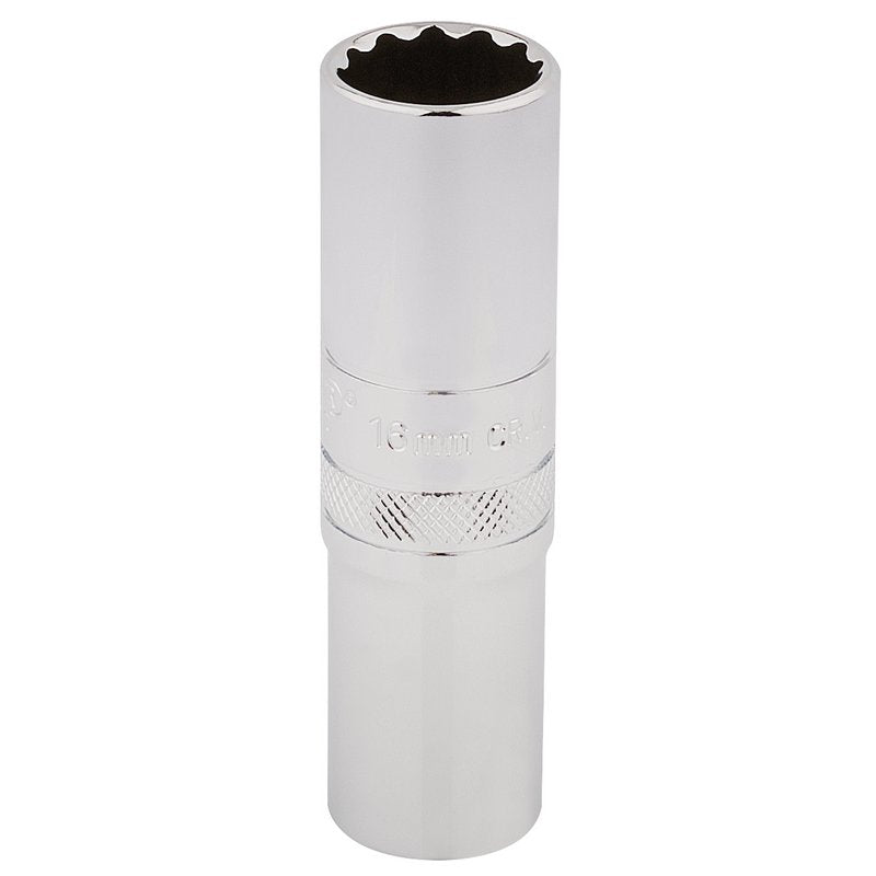 Draper 16mm HI-TORQ 12 Point Deep Socket 1/2" Sq Dr knurled Ring Polished 33734