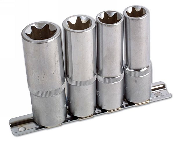 Laser Tools Inverted Deep Torx Star Socket Set 1/2"D E16 to E24 4pc 3392