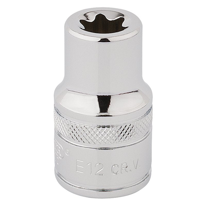 Draper Inverted Torx Star Socket, 1/2" Sq Dr E12 Chrome 34274