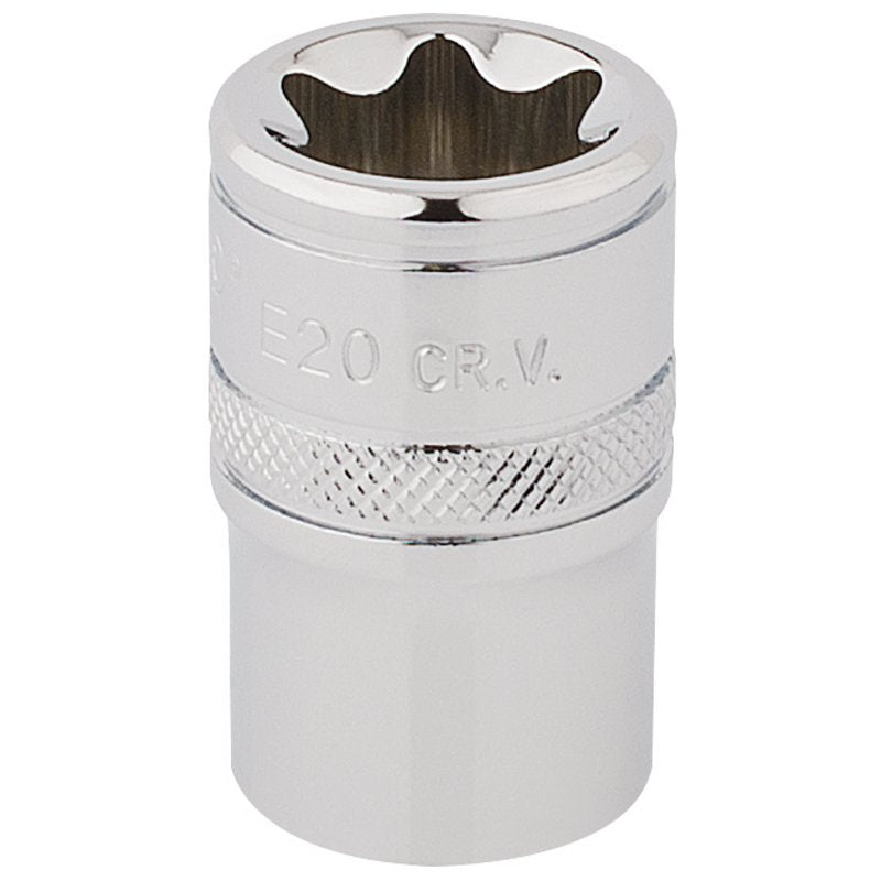 Draper Inverted Torx Star Socket 1/2" Sq Dr E20 Chrome 34345