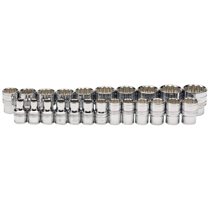 Draper Loose Metric Socket Set 1/2" Bi Hex Polished Chrome 23 Piece 34561