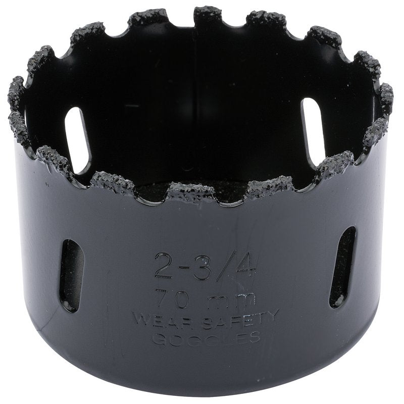 Draper Tungsten Carbide Grit Hole Saw 70mm Welded Tungsten Grit Rim 34952