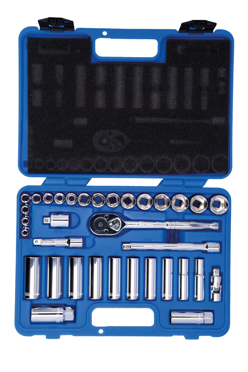 Laser Tools Mteric Socket Set 3/8"D Standard And Deep Single Hex 34pc 3496