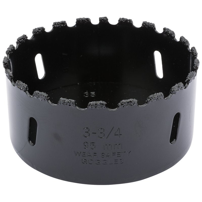 Draper Tungsten Carbide Grit Hole Saw 95mm Welded Tungsten Grit Rim 34965