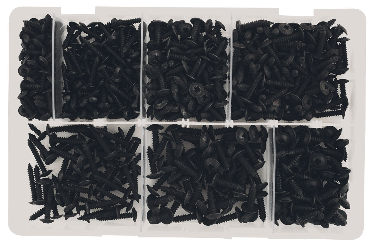 Connect Assorted Self Tapping Black Flanged Pozi Screws 700pc 35002