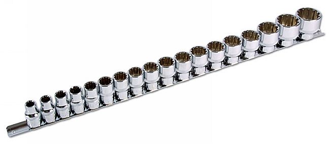 Laser Tools Metric Alldrive Socket Set 1/2"D 18pc from M10 to On A Rail M32 3594