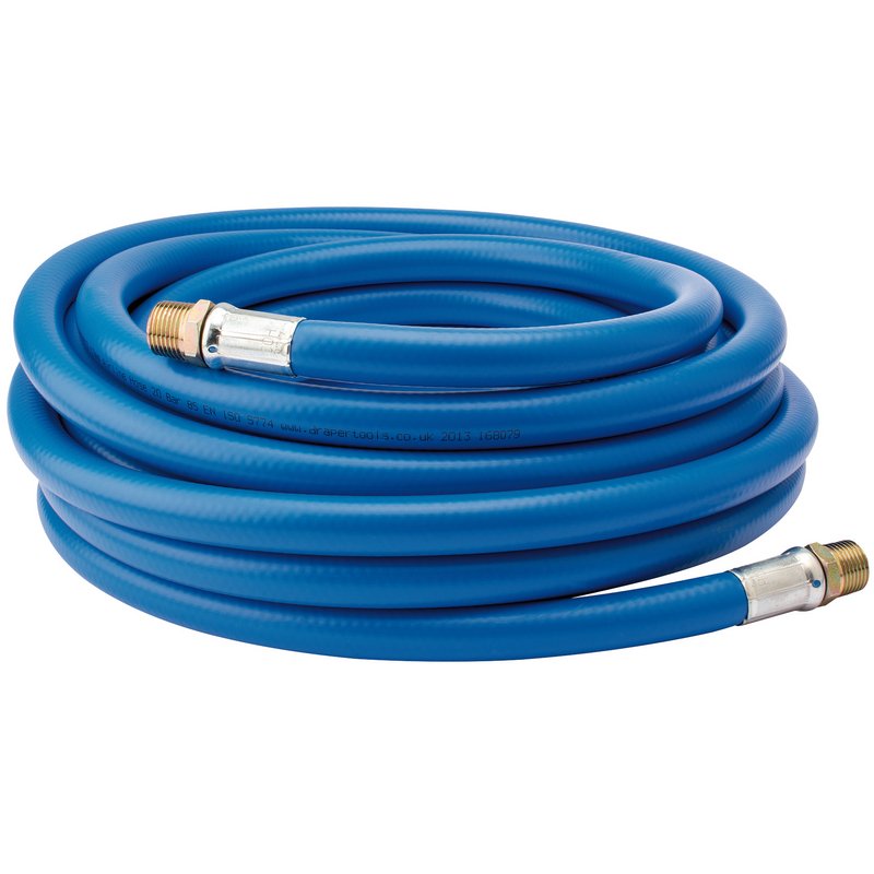 Draper Air Line Hose 10m 1/2" 13mm Bore 1/2" BSP Male Ends Blue 38340