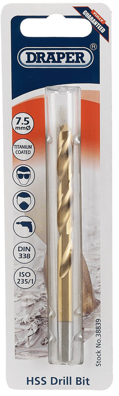 Draper HSS Titanium Drill Bit 7.5mm 38839