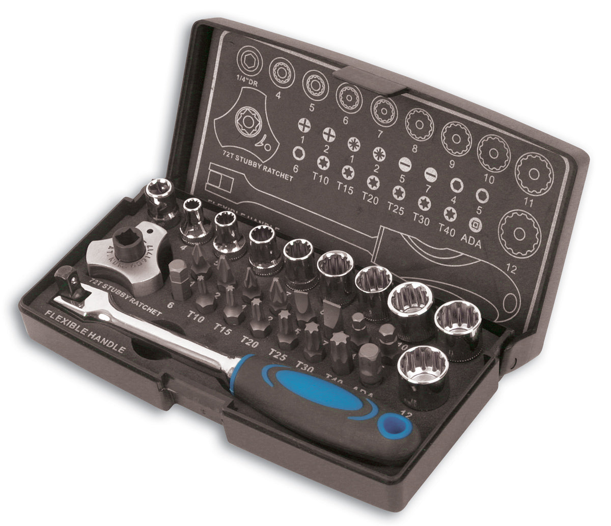 Laser Tools Alldrive Socket & Bit Set 1/4"D 28pc 3925