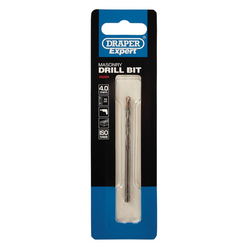 Draper Masonry Drill Bit 4 x 75mm Tungsten Carbide Tipped Milled Flute 39259
