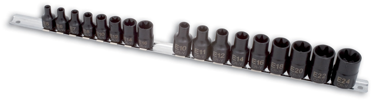Laser Tools Impact Inverted Torx Star Socket Set 3/8"D 1/2"D 17pc E5 To E24 3930