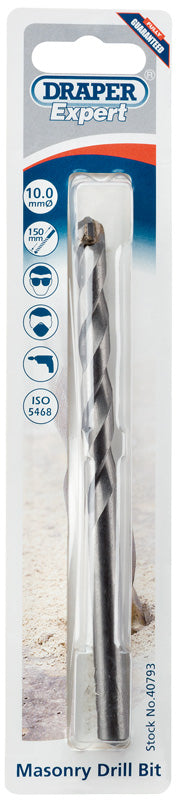 Draper Masonry Drill Bit 10 x 150mm Tungsten Carbide Tipped Milled Flute 40793
