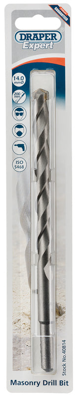 Draper Masonry Drill Bit 14 x 200mm Tungsten Carbide Tipped Milled Flute 40814